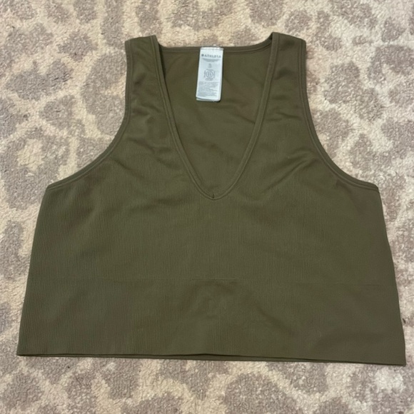 Athleta Green Sleeveless Ribbed Crop Tank Top - Picture 1 of 4